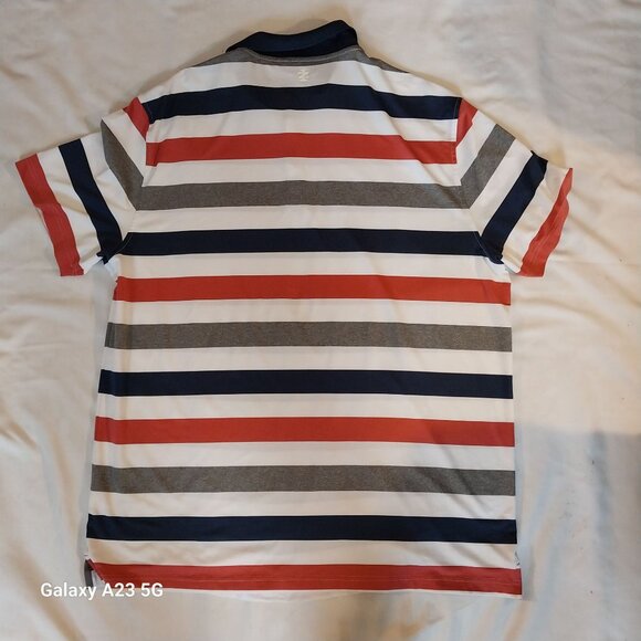 Izod Golf Striped Polo Shirt XL Polyester Spandex Blend Y2K Outdoor Preppy - Picture 3 of 6